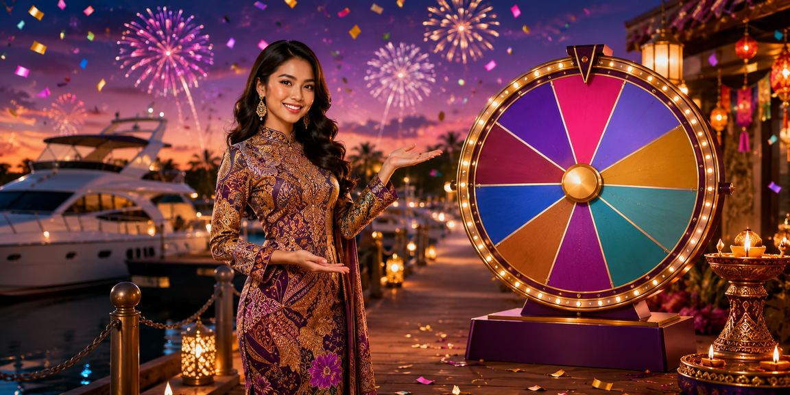 Suasana cabutan bertuah batik bergaya Malaysia untuk aktiviti dalam talian